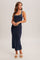 Navy Contrast Stitch Detail Ribbed Sweater Dress
