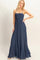 Navy Smocked Halter Open Back Maxi Dress