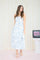 Light Blue Floral Sleeveless Midi Dress