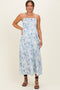 Light Blue Floral Sleeveless Maternity Midi Dress