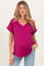 Magenta V-Neck Pocket Short Sleeve Maternity Shirt