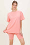 Coral Peach Biker Shorts Set
