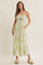 Green Cream Elegant Floral Maxi Dress