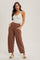 Cocoa Linen Blend Barrel Leg Pants