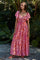 Fuchsia Floral Waist Tie Open Back Maxi