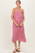 Light Rose Woven Crinkle Flounce Strapless Maternity Maxi Dress