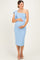 Light Blue One Shoulder Bow Maternity Midi Dress