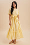 Yellow Swiss Dot Flutter Sleeve Maxi Dress