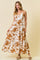 Mocha Floral Tiered Cutout Tie Back Maxi Dress