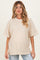 Taupe Striped Short Sleeve Crew Neck Oversized Cotton Maternity Top