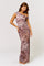 Taupe Asymmetrical Off-Shoulder Maxi Dress