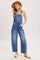 Medium Wash Denim Barrel Overalls