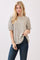 Taupe Ribbed Ditsy Floral Puff Sleeve Top