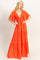 Orange Flutter Sleeve Maxi Dress