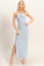 Blue Halter Neck Twist Bust Midi Dress