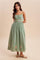 Sage Embroidered Contrast Sleeveless Maxi Dress