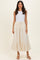 Light Yellow Print Lace Trim Midi Skirt
