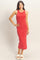 Red Acid Washed Ribbed Midi Tank Dress