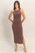 Brown Acid Washed Ribbed Midi Tank Dress
