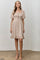 Light Taupe Printed Smocked Ruffle Accent Dress