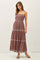 Brown Embroidered Tiered Maxi Dress