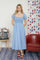 Chambray Embroidered Smocked Midi Dress