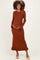 Chestnut Ribbed Knit Bow Back Maternity Maxi Dress
