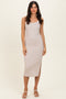 Beige Contrast Double Strap Midi Dress