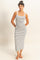 White Striped Fitted Midi Tank Dress