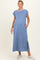 Denim Blue Side Slit Maternity Midi Dress