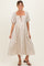 Cream Floral Puff Sleeve Maternity Midi Dress