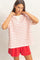 Red Oversized Striped Short Sleeve Top