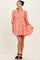 Red Print Collared Balloon Sleeve Maternity Dress