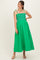 Green Smocked Shoulder Tie Maternity Midi Dress