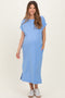 Cornflower Blue Pocket Front Maternity Midi T-Shirt Dress