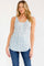 Blue Floral Print Button Front Tank Top