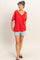 Red Washed V-Neck Oversized Tee