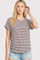 Light Plum Striped Short Sleeve Top