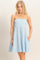 Light Blue Striped Strapless A-Line Dress