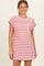Red Textured Stripe Knit T-Shirt Dress
