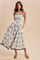 Off White Floral Smocked Shoulder Tie Maxi Dress