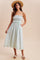 Sage Striped Smocked Ruffle Accent Midi Dress