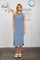 Blue Striped Sleeveless Midi Tank Dress