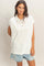 Ivory Pigment Dye Sleeveless Polo Oversized Top