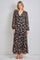 Black Floral Long Sleeve Midi Dress