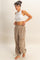 Mocha Ruffle Waist Burnout Jogger Pants