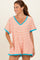 Orange Waffle Knit V-Neck Short Sleeve Romper