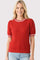 Red Waffle Knit Sweater Top