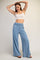 Dusty Blue Mineral Wash Wide Leg Pants