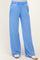 maternity wear light blue wide-leg sweatpants with an elastic waistband and side pockets